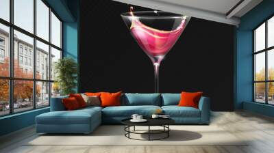 Realistic cocktail cosmopolitan glass vector illustration on transparent background Wall mural