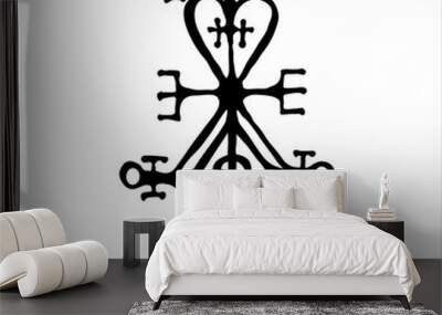 Astarstafur, Celtic love charm, bind rune, symbol, Norse mythology, isolated, vector Wall mural