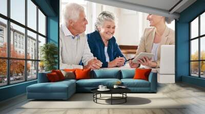 It pays to plan properly for the future. Cropped shot of a senior couple getting advice from their financial consultant. Wall mural