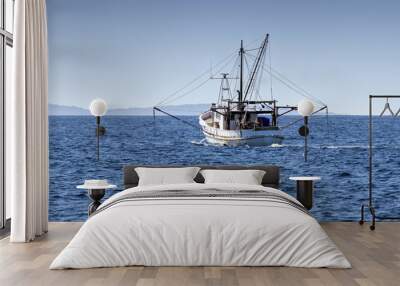 Fishing Trawler at Sea, Port Stephens, NSW, Australia Wall mural