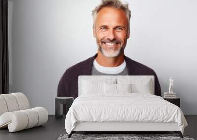 Lifestyle portrait photography of a French man in his 40s against a white background Wall mural