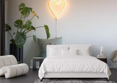 Heart shape neon light modern design interior Wall mural