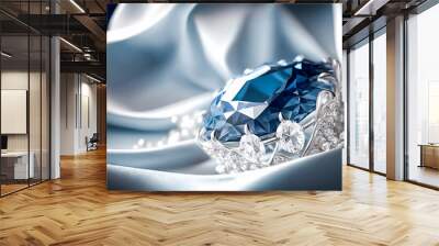 Blue diamond and white diamonds jewellery design collection gem masterpiece, luxury exclusive sapphire gemstone and exquisite premier bespoke jeweller custom-cut sapphires. Generative Ai Wall mural