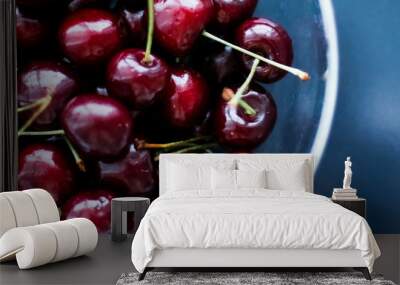 Fresh sweet cherries, juicy cherry berries fruit dessert as healthy diet background Wall mural