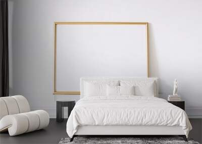 Golden horizontal frame on white furniture, luxury home decor and design for mockup creation Wall mural