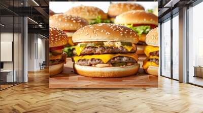 Perfect burgers, fast food chain commercial concept Wall mural