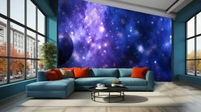 Stars, planet and galaxy in cosmos universe, space and time travel science background Wall mural