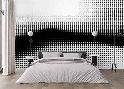 Halftone in abstract style. Geometric retro banner vector texture. Modern print. White and black background. Light effect Wall mural