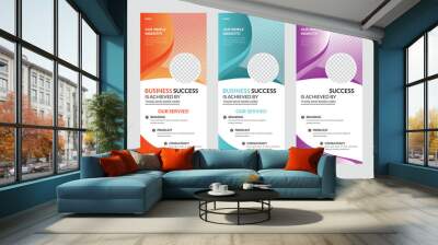 Geometric style abstract roll-up banner design, advertisement, pull-up, polygon background, vector illustration, business flyer, display, x-banner, flag-banner Wall mural