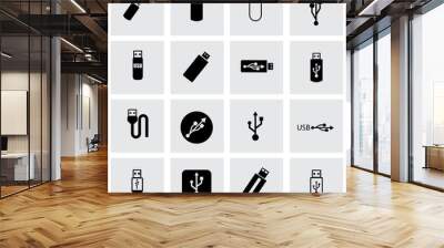 Vector usb icon set Wall mural