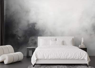 Watercolor smudges on a canvas with black and white texture Wall mural