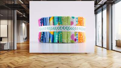 Fabric, Jelly Roll Quilting fabric isolated on white background Wall mural