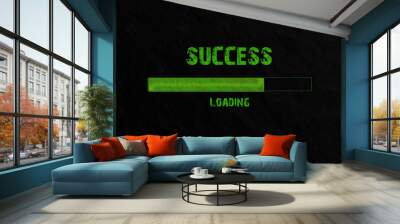 Success Loading written in neon green text on stone background. Wall mural