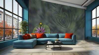 circles on the water in the hearts shape and water lily Wall mural