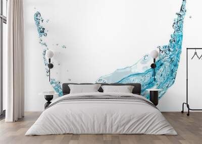 splash with spray from the falling jet of blue water Wall mural