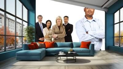 group of business people standing in front of his team Wall mural