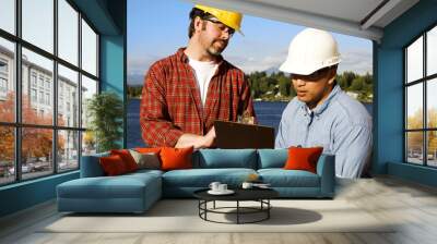 two architects working on construction project Wall mural