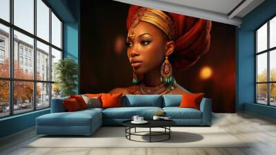 Black fairytale, african american princess, created with generative ai Wall mural