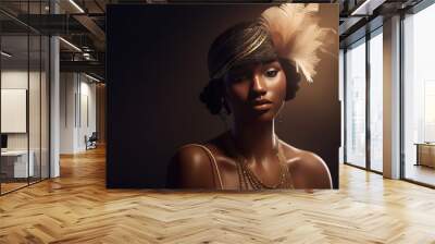 Roaring 20's black flapper girl created with generative ai Wall mural