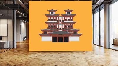 Flat building of Republic of Singapore, travel icon landmark. City architecture. World Asian travel vacation sightseeing. Buddha Toothe Relic Temple in Chinatown in Singapore Wall mural