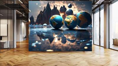 planet earth and moon Wall mural