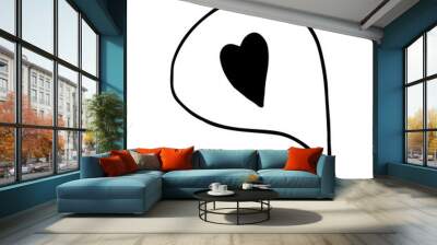 Simple doodle vector heart for valentine's day cards, posters, wrapping and design. Hand drawn heart, isolated on white backdrop. Geometric shape, symbol Valentine's Day illustration. Wall mural