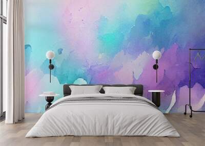 Abstract watercolor background in blue colors. AI Wall mural