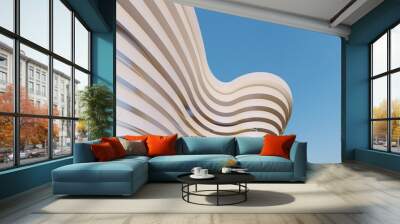 3d render futuristic architecture background white stripes of building facade Wall mural