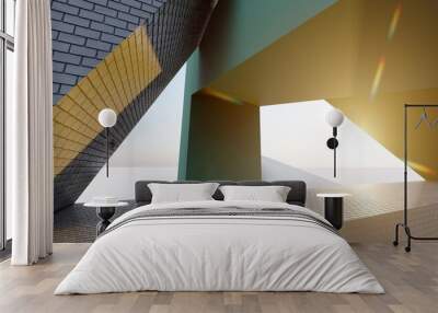 3d rendering architecture background building geometric shape Wall mural