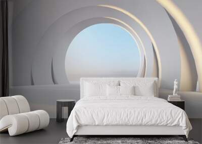 Abstract architecture background arched interior 3d render Wall mural