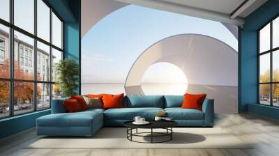 Abstract architecture background arched interior 3d render Wall mural