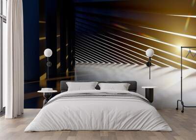 Abstract architecture background geometric wall in interior 3d render Wall mural