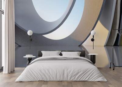 Abstract architecture background interior with curved design 3d render Wall mural