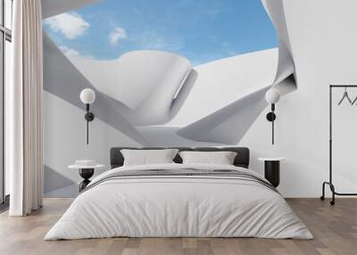 Abstract architecture background white curved walls 3d render Wall mural