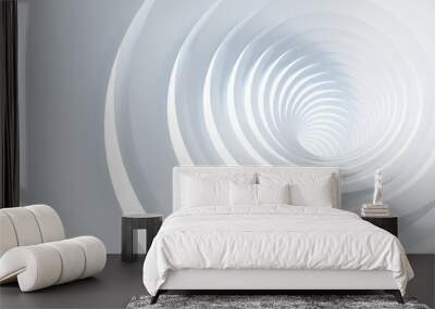 Abstract architecture background white round tunnel 3d render Wall mural