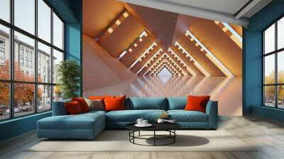 Architecture background geometric arched interior 3d render Wall mural