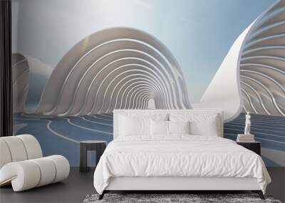 Futuristic architecture background 3d render Wall mural