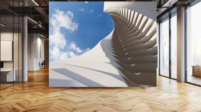 Futuristic architecture background exterior of modern skyscraper 3d render Wall mural