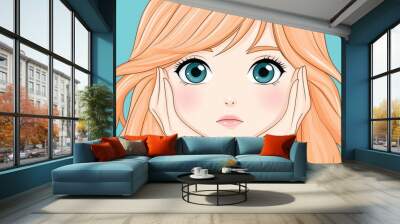 A face from anime with two cartoon eyes Wall mural