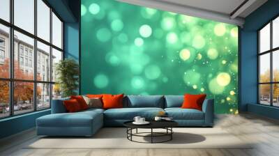 Blurred green background with abstract light spots Wall mural