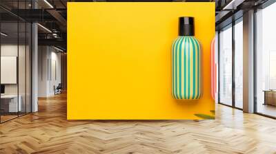 Hair treatment bottle with vibrant, eye-catching design, modern packaging, hair care beauty Wall mural