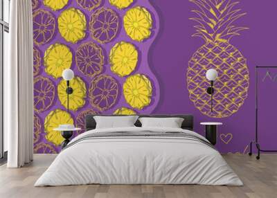 Illustration with pineapple Wall mural