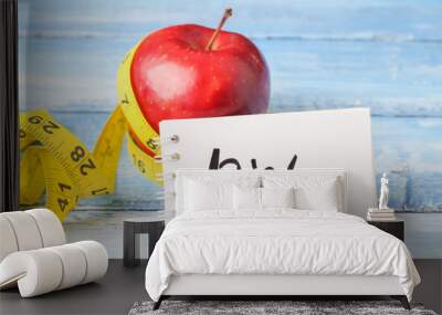 apple diet, apple with notepad Wall mural