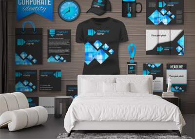 Corporate identity business photorealistic design template over Wall mural