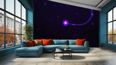 Shining falling star in the night sky. Wall mural