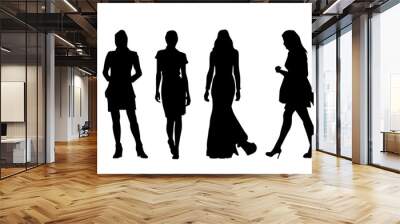 silhouette collection of slim fashionable woman in glamour style Wall mural