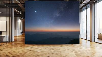 Stars and the Milky Way in the dark night sky are very beautiful. Wall mural