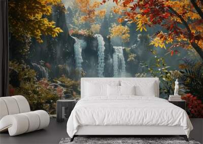 Colorful foliage painting landscapes with natural beauty Wall mural