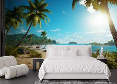 Sun-kissed beach with turquoise waters Wall mural