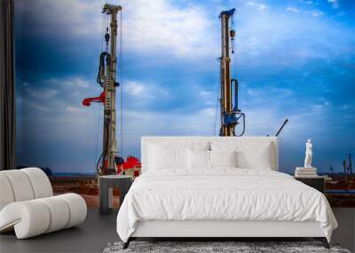 Drilling rig. Drilling deep wells. Industry Mineral exploration. Belarus. Salihorsk 2020 Wall mural